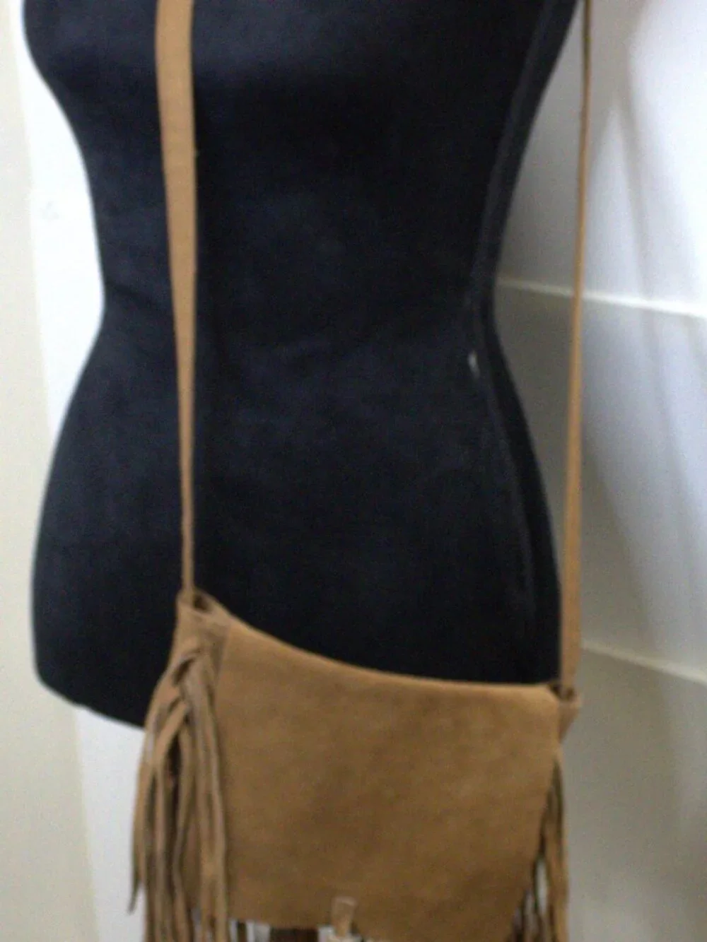 American Eagle Outfitters Suede and Canvas Crossbody with Fringes
